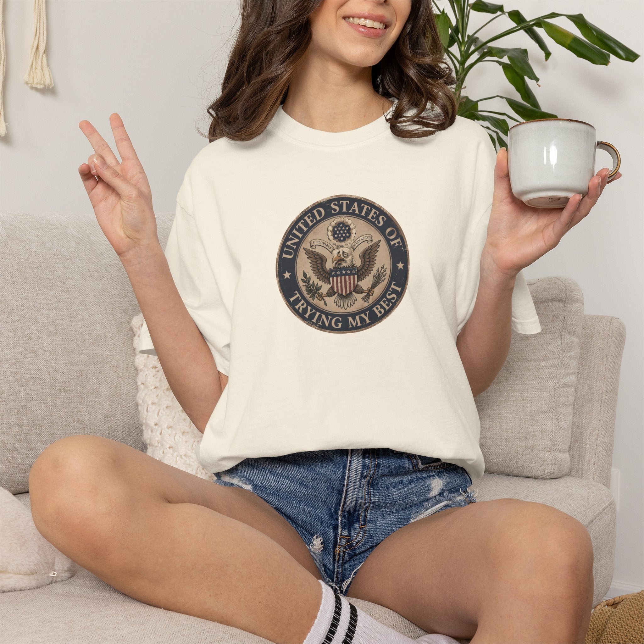United States of Trying My Best Garment-Dyed T-Shirt