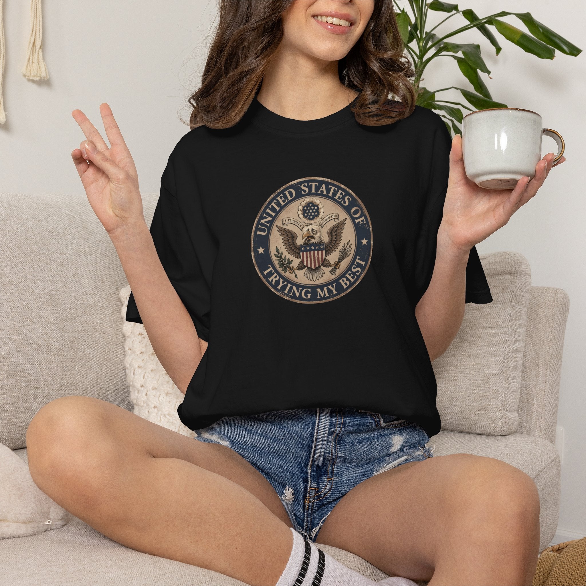 United States of Trying My Best Garment-Dyed T-Shirt