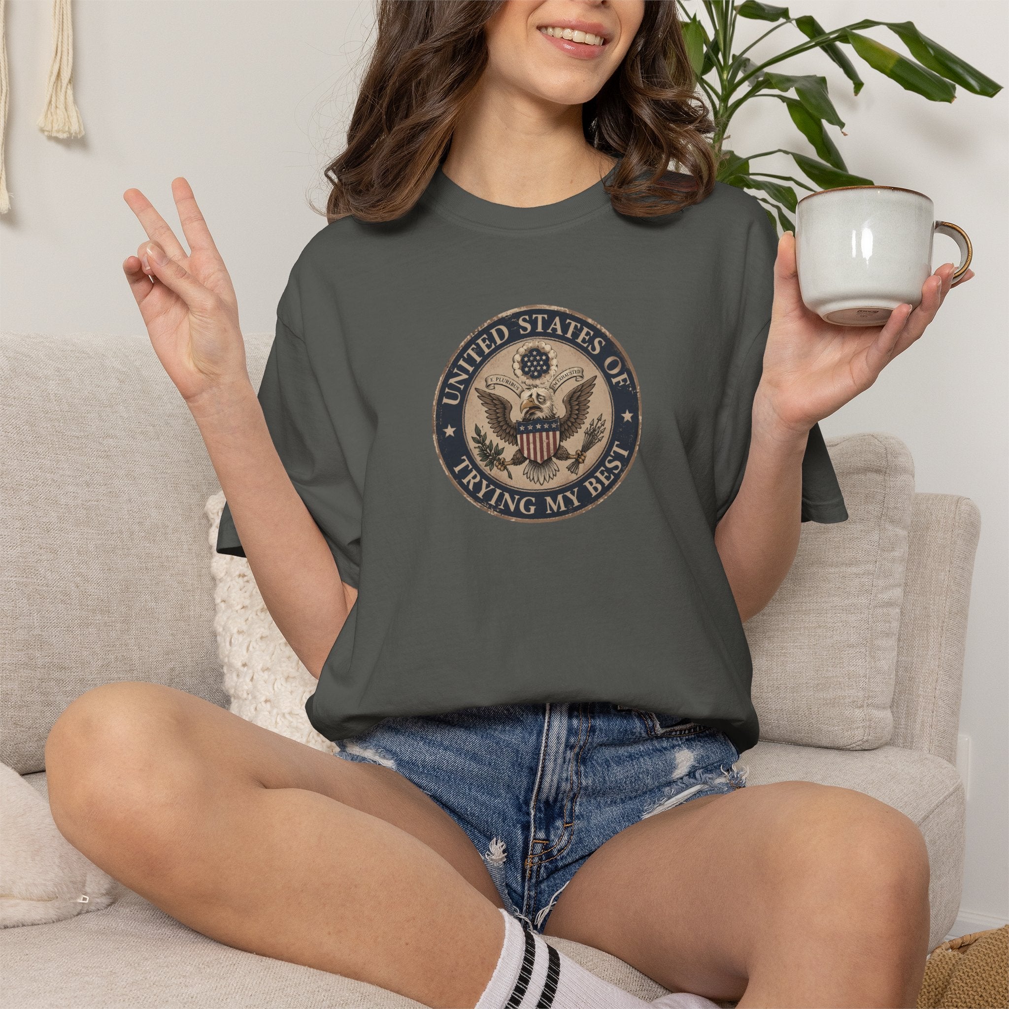 United States of Trying My Best Garment-Dyed T-Shirt