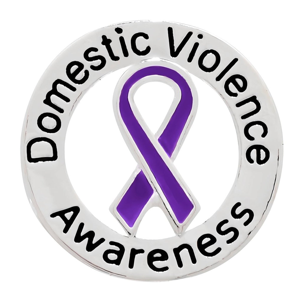 Round Domestic Violence Awareness Ribbon Pins
